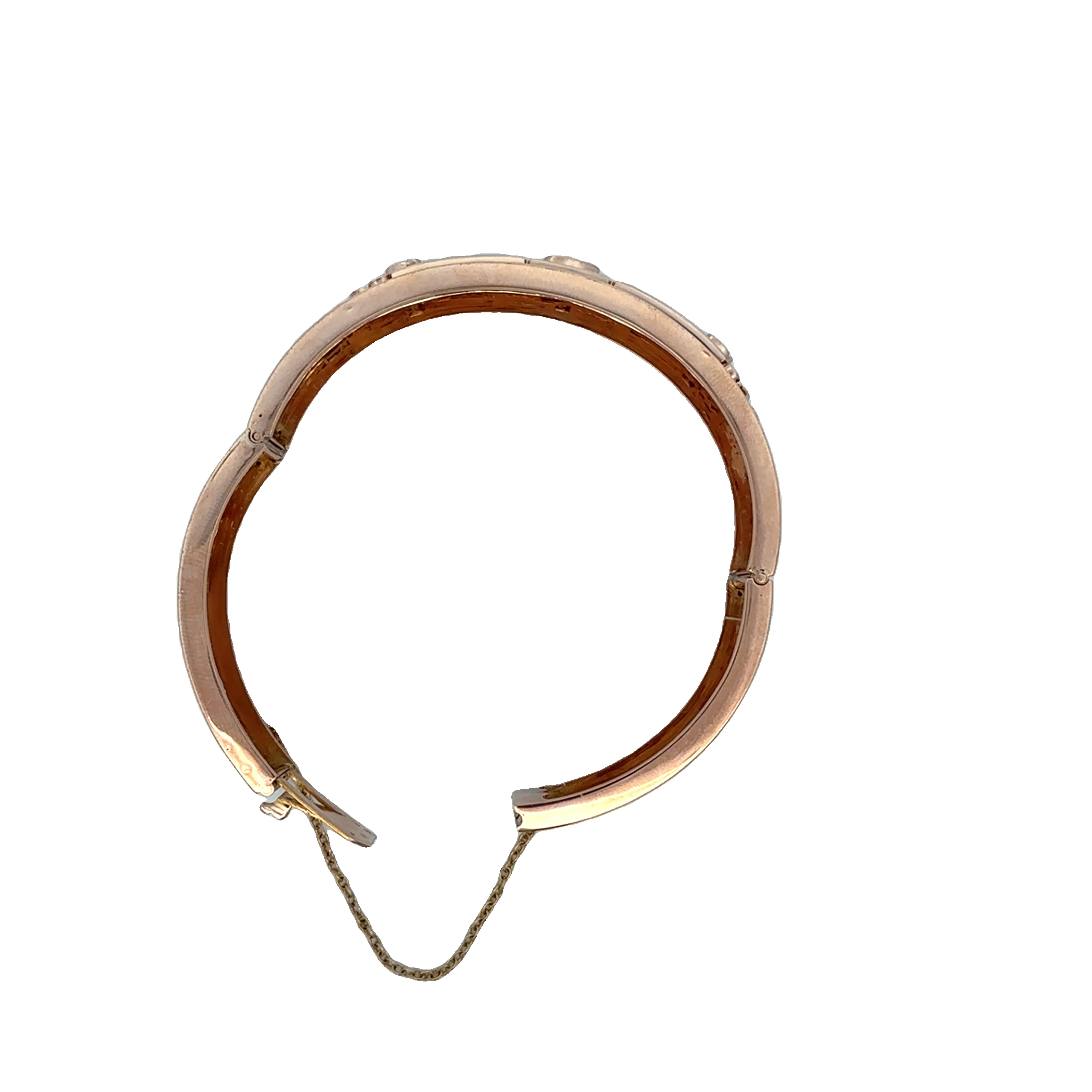 French Antique 18k Rose Gold Seed Pearl and Black Enamel Bracelet - Image 4