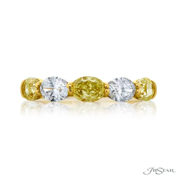 JB Star Platinum & 18k Yellow Gold Fancy Yellow and White Diamond Band – Size 6.5