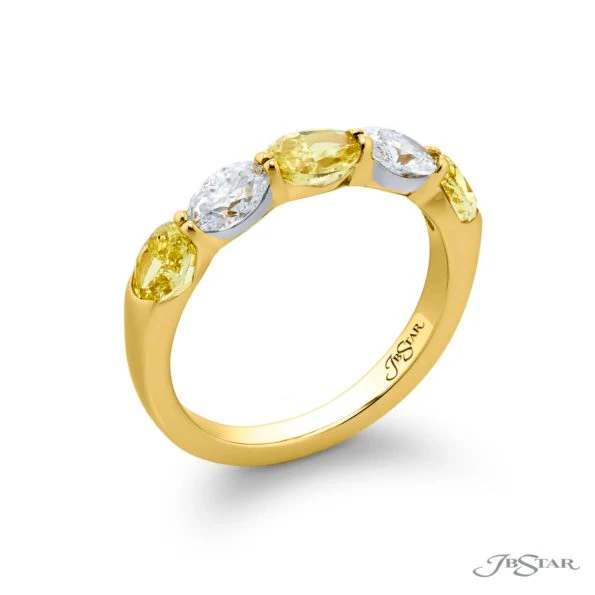 JB Star Platinum & 18k Yellow Gold Fancy Yellow and White Diamond Band – Size 6.5 - Image 2