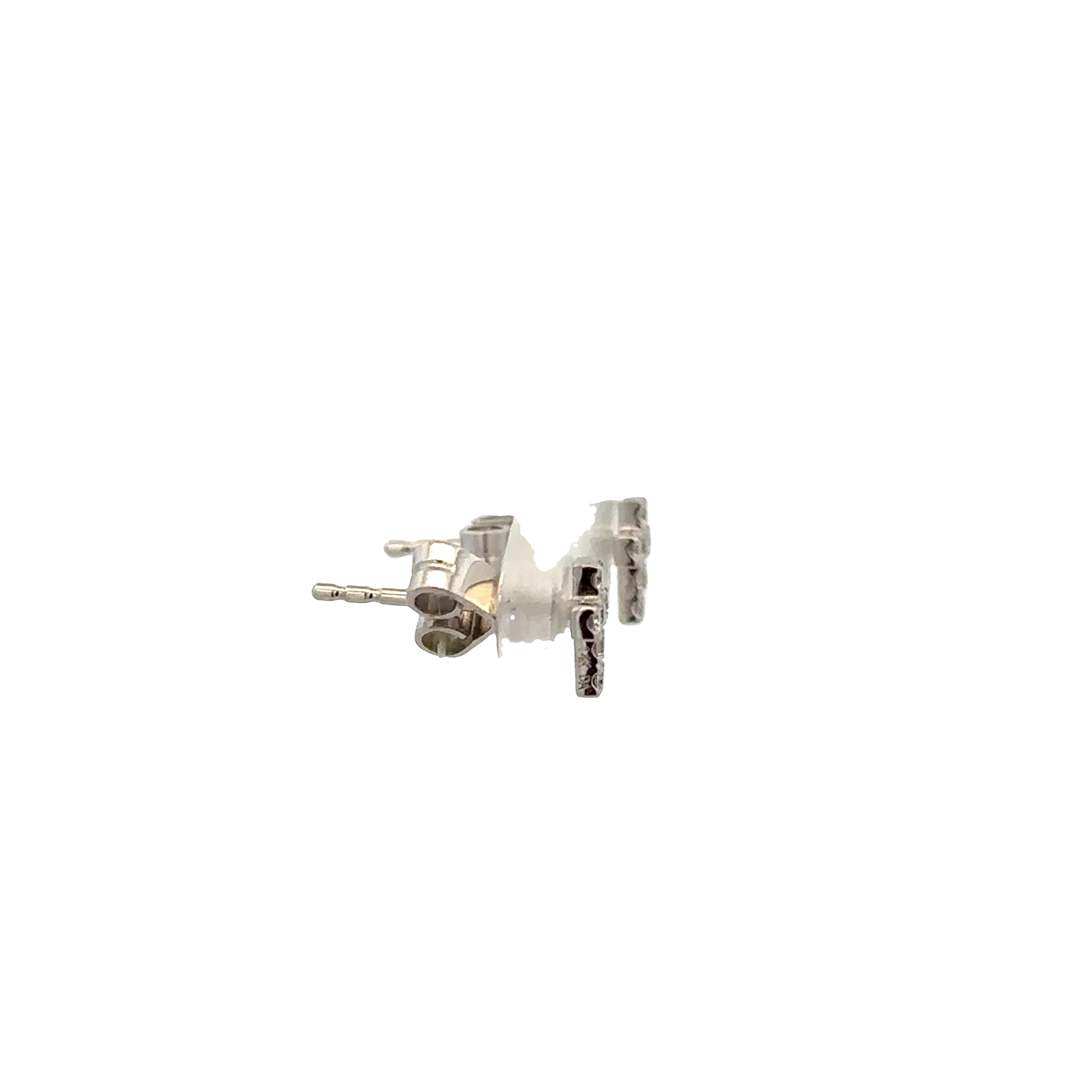 Petite 14k White Gold Diamond Cross Stud Earrings - Image 2