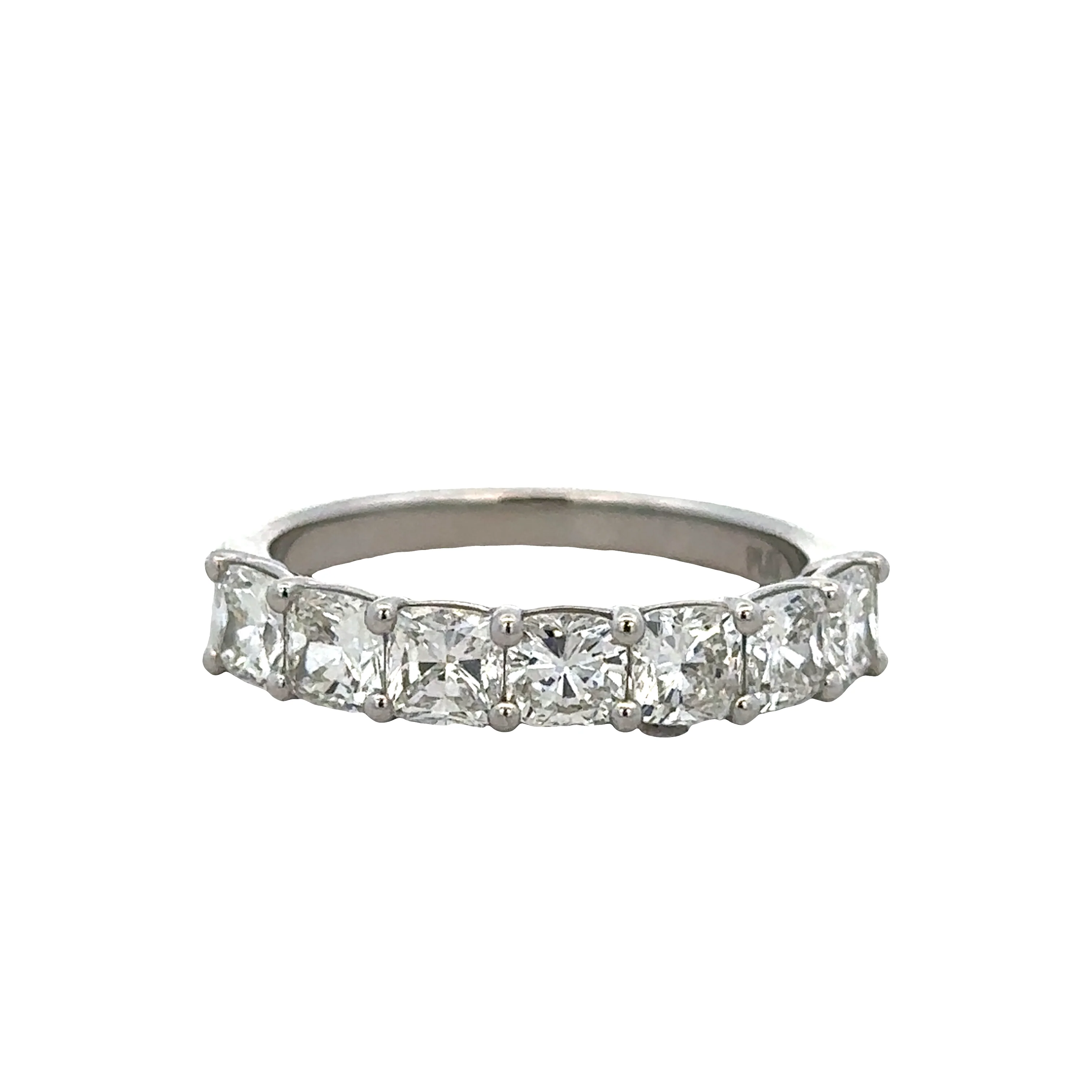 Platinum 2.10 Carat Cushion Cut Diamond Wedding Band – Size 7
