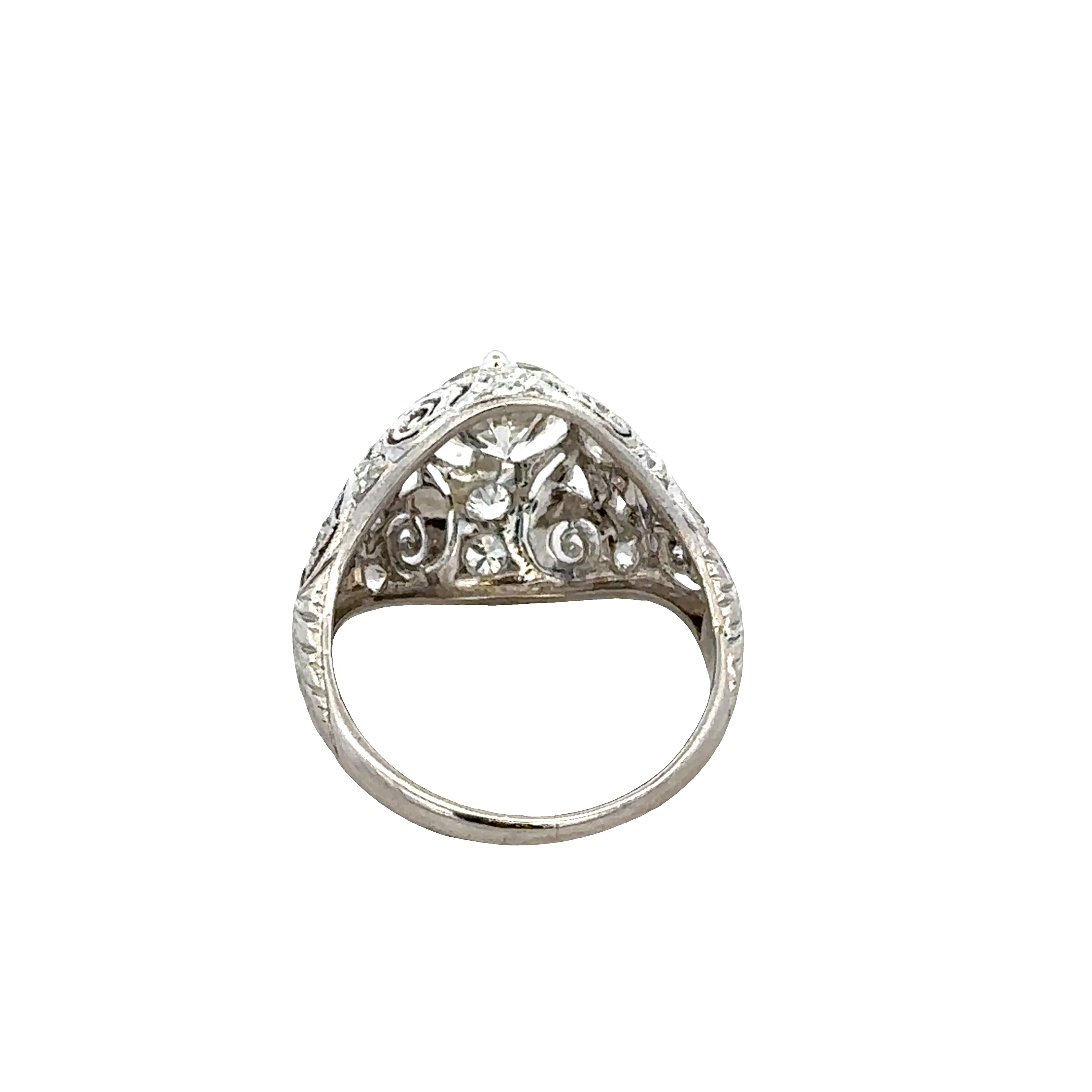 Platinum Art Deco Diamond Domed Ring – Size 5.5 - Image 3