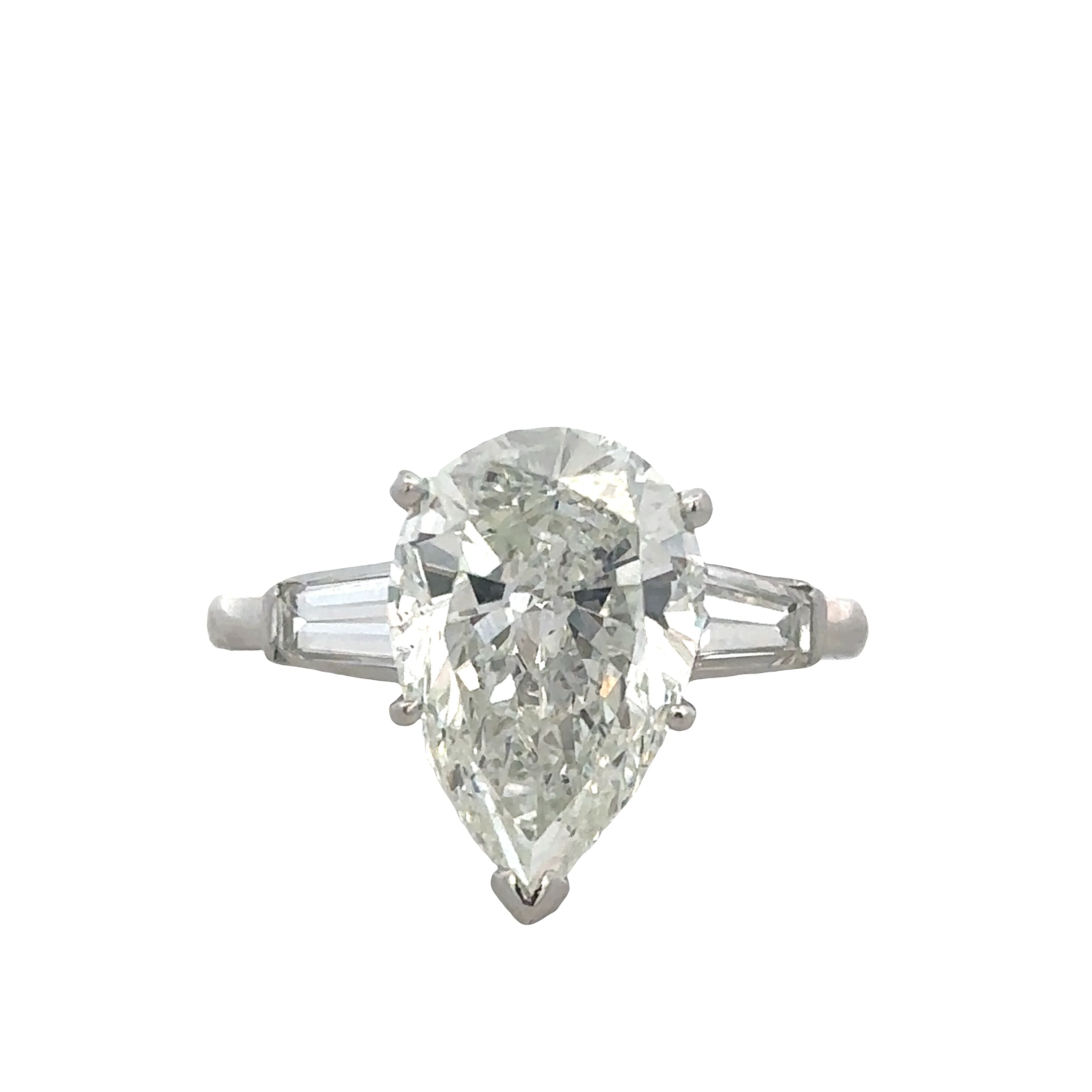 Platinum Pear-Shaped Diamond Engagement Ring – GIA Certified, Size 7.5