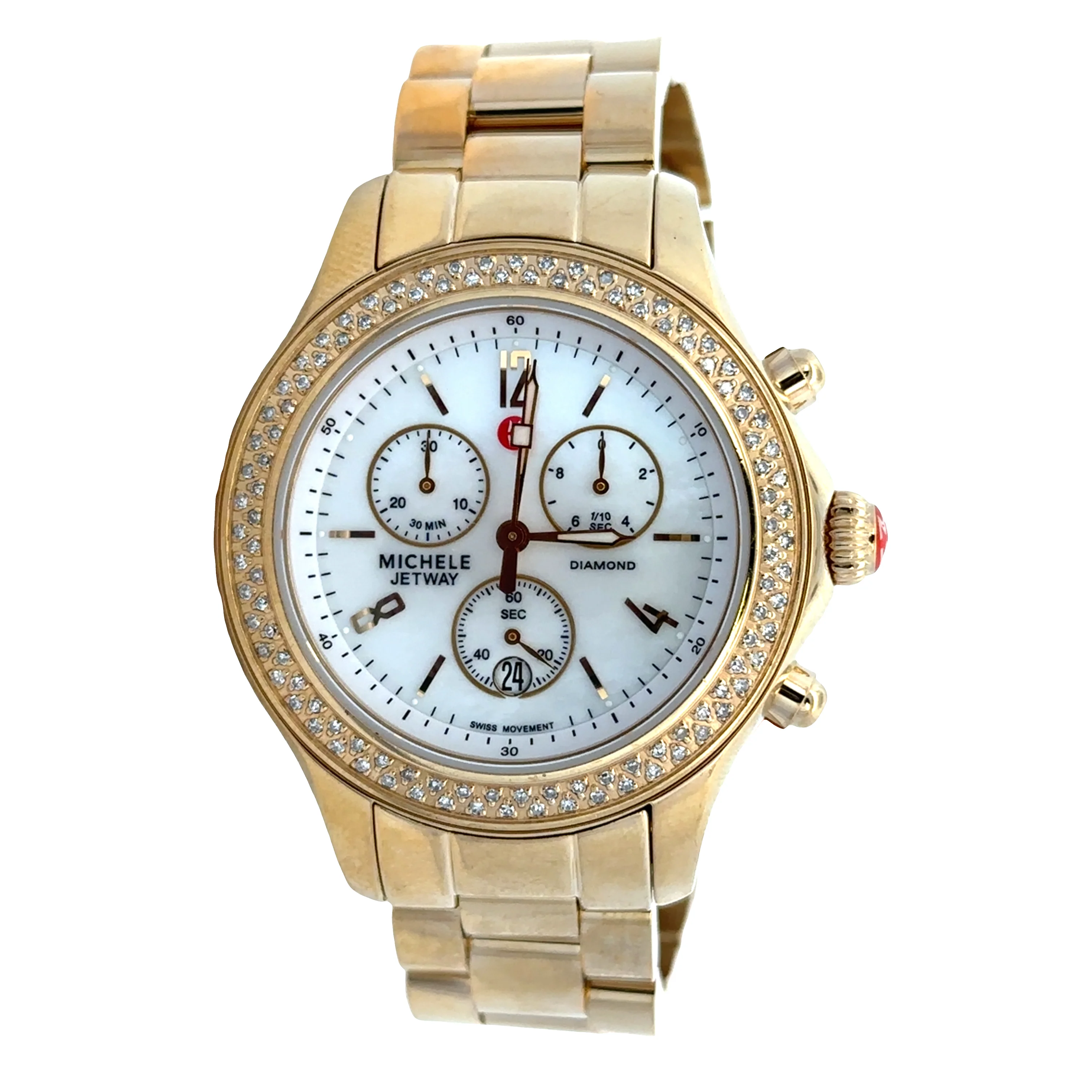 Pre-Owned Michele "Jetway" Gold Over Stainless Steel Wristwatch – Ref. MW17A01B0025