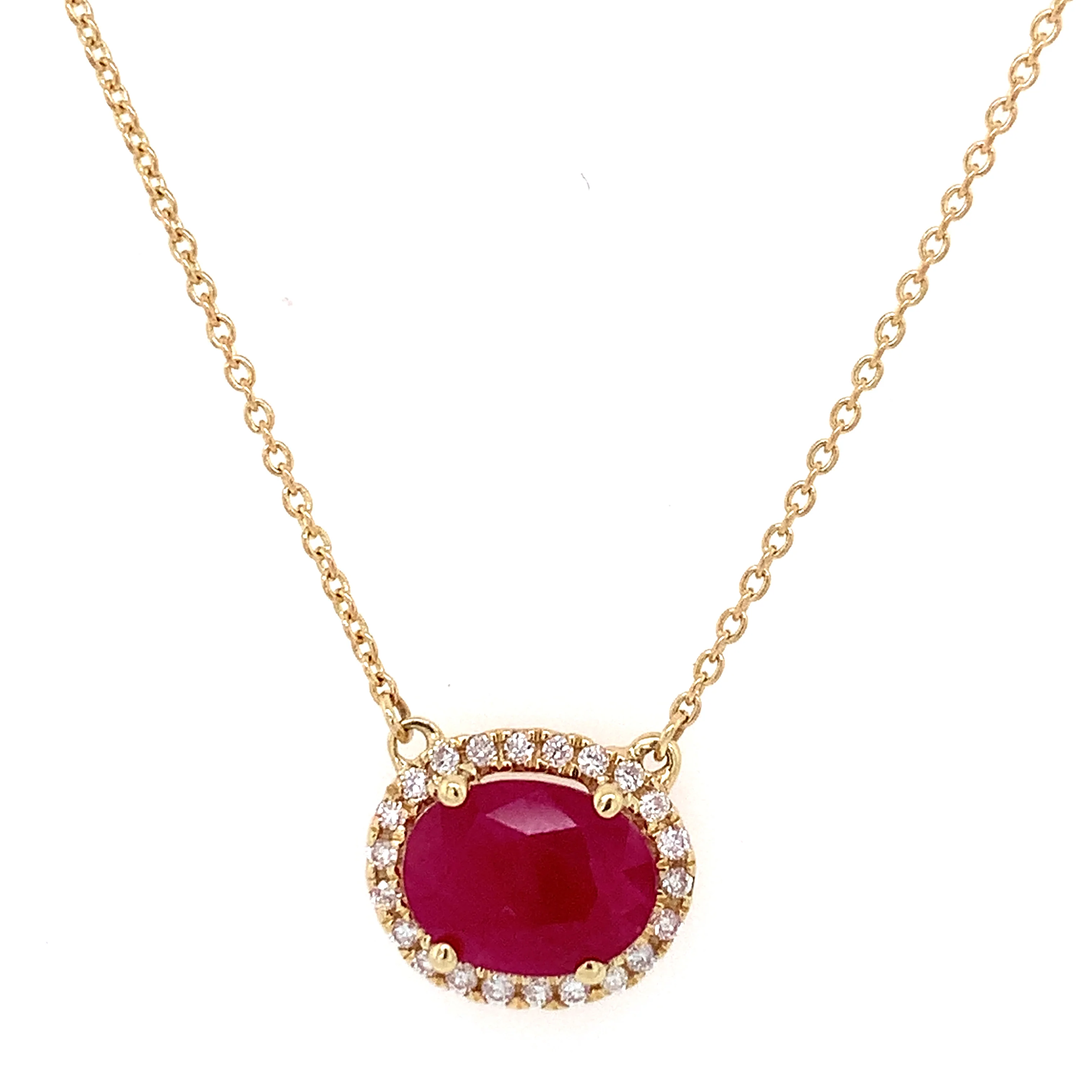 Ruby and Diamond Station Necklace in Yellow Gold