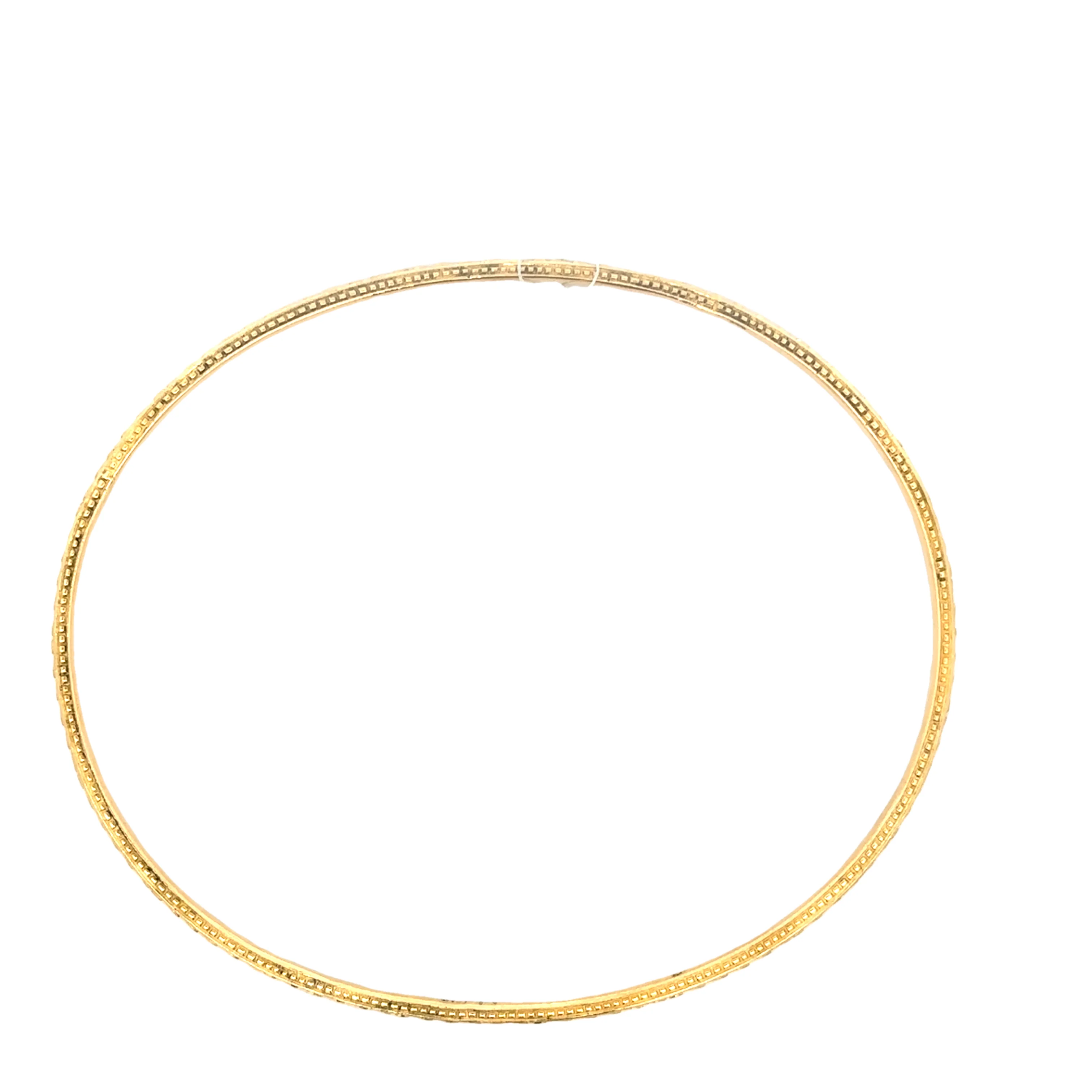 Thin Textured Bangle Bracelet in 18k Yellow Gold - Image 2