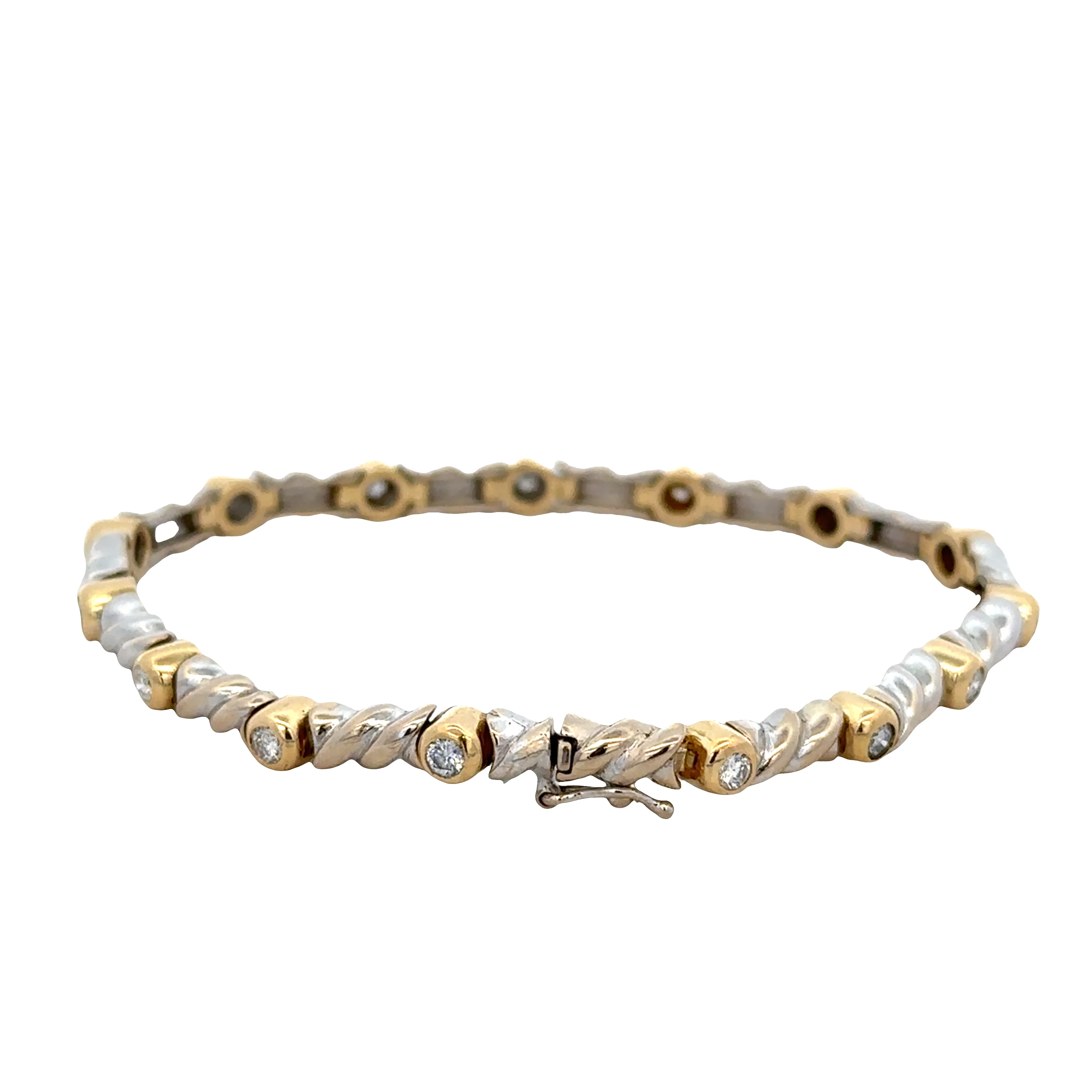 Two Tone Rope Accented Diamond Bracelet in 18k Gold - Image 2