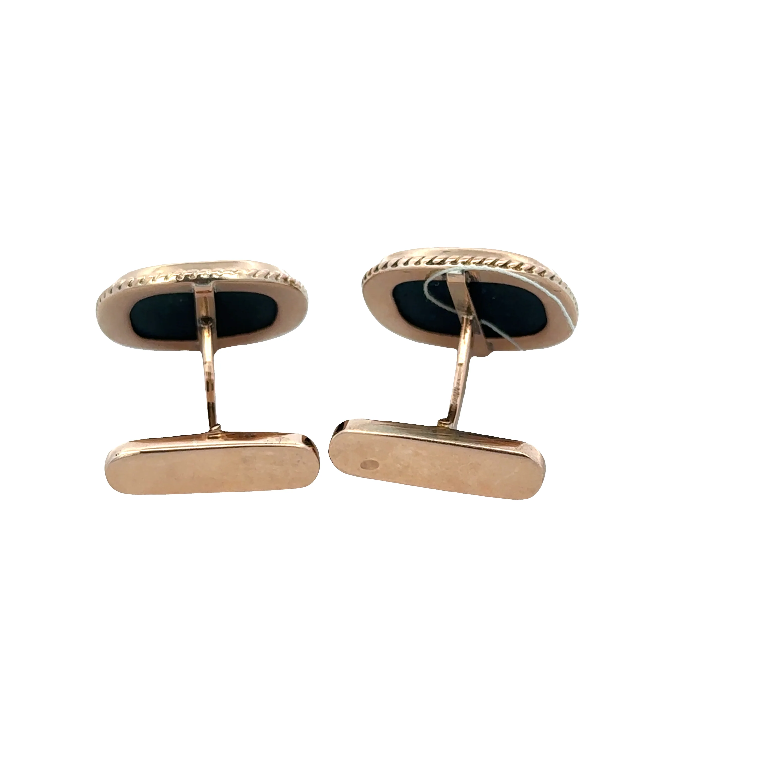 Vintage 14k Rose Gold Bloodstone Cuff Links - Image 2