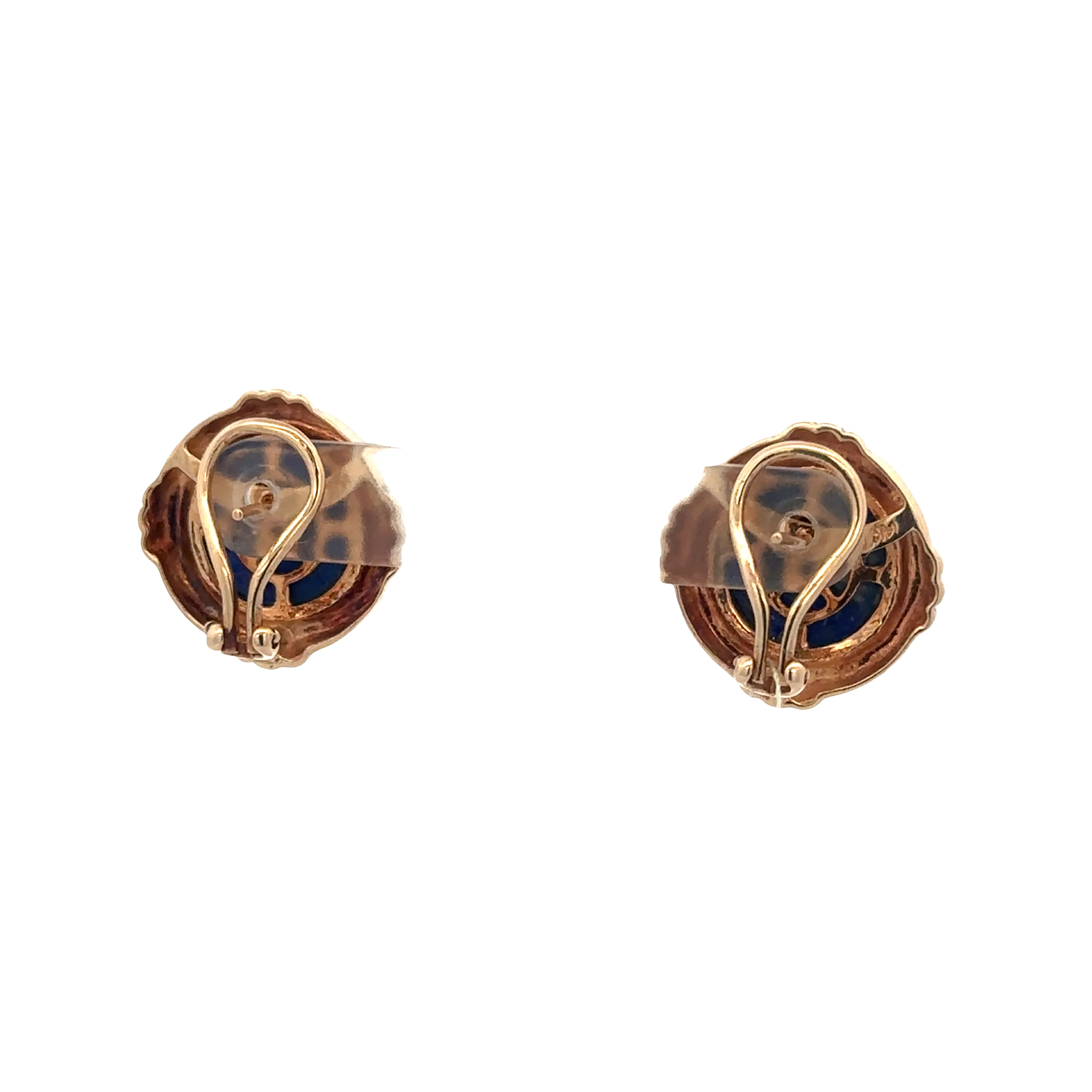 Vintage 14k Yellow Gold Lapis Lazuli Earrings - Image 2