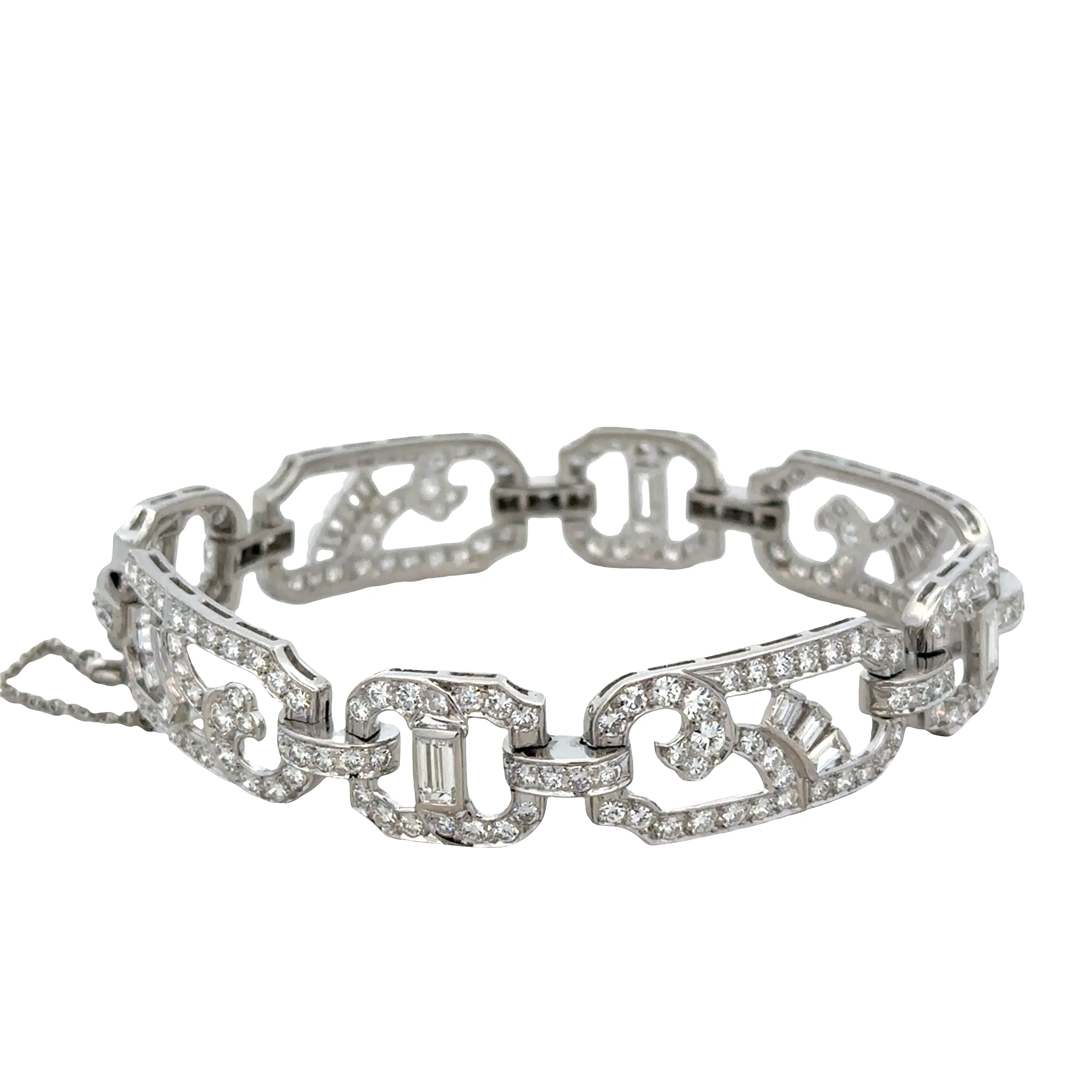 Vintage Art Deco Platinum Diamond Bracelet – 7", Circa 1930s - Image 2