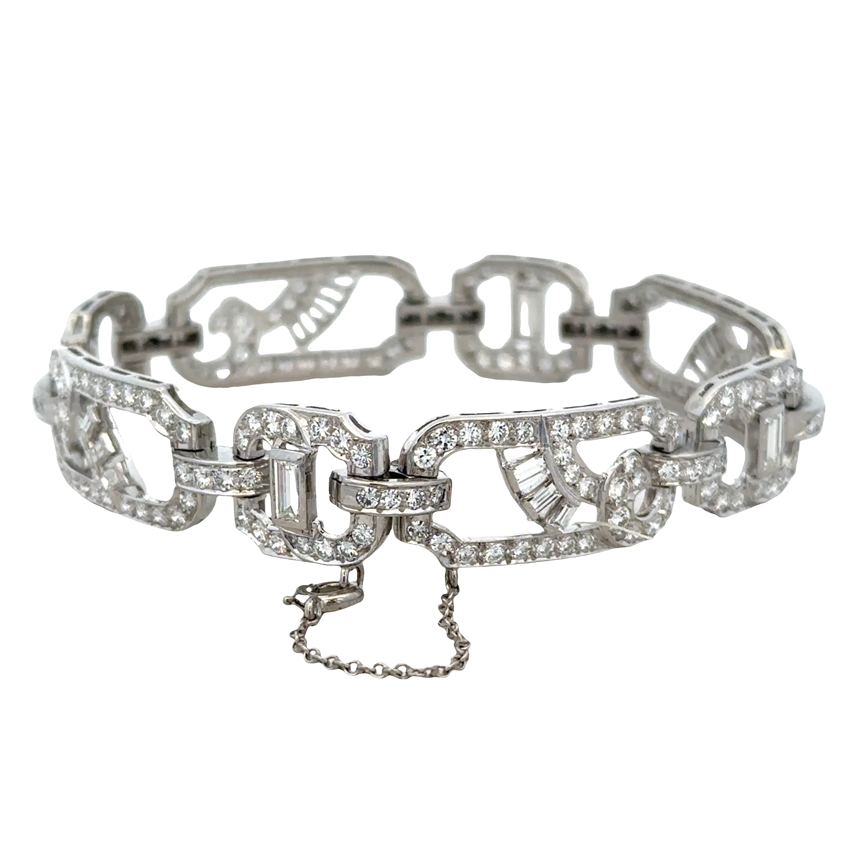 Vintage Art Deco Platinum Diamond Bracelet – 7", Circa 1930s - Image 3
