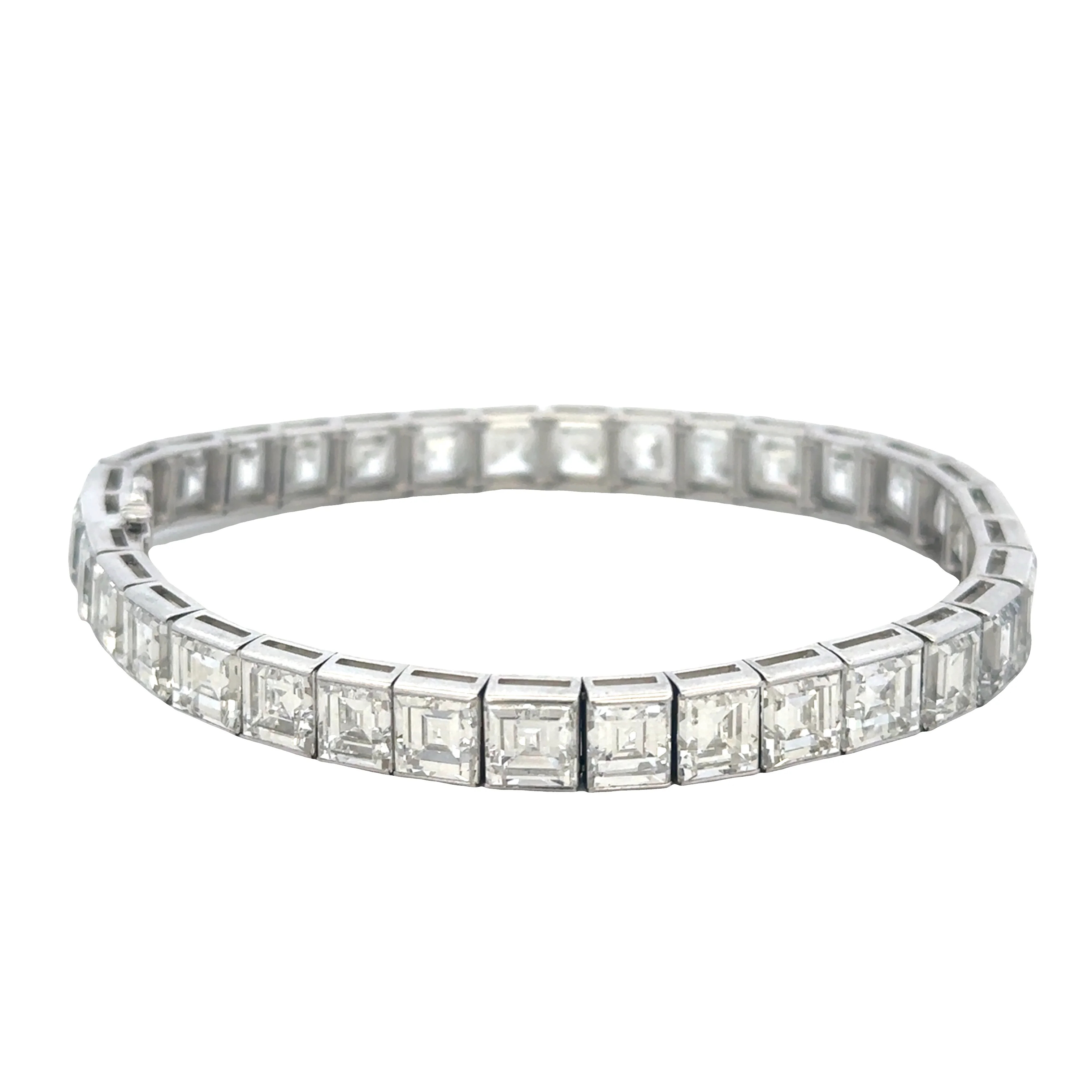 Vintage Art Deco Platinum Step-Cut Diamond Bracelet – 7.25", Circa 1935 - Image 3