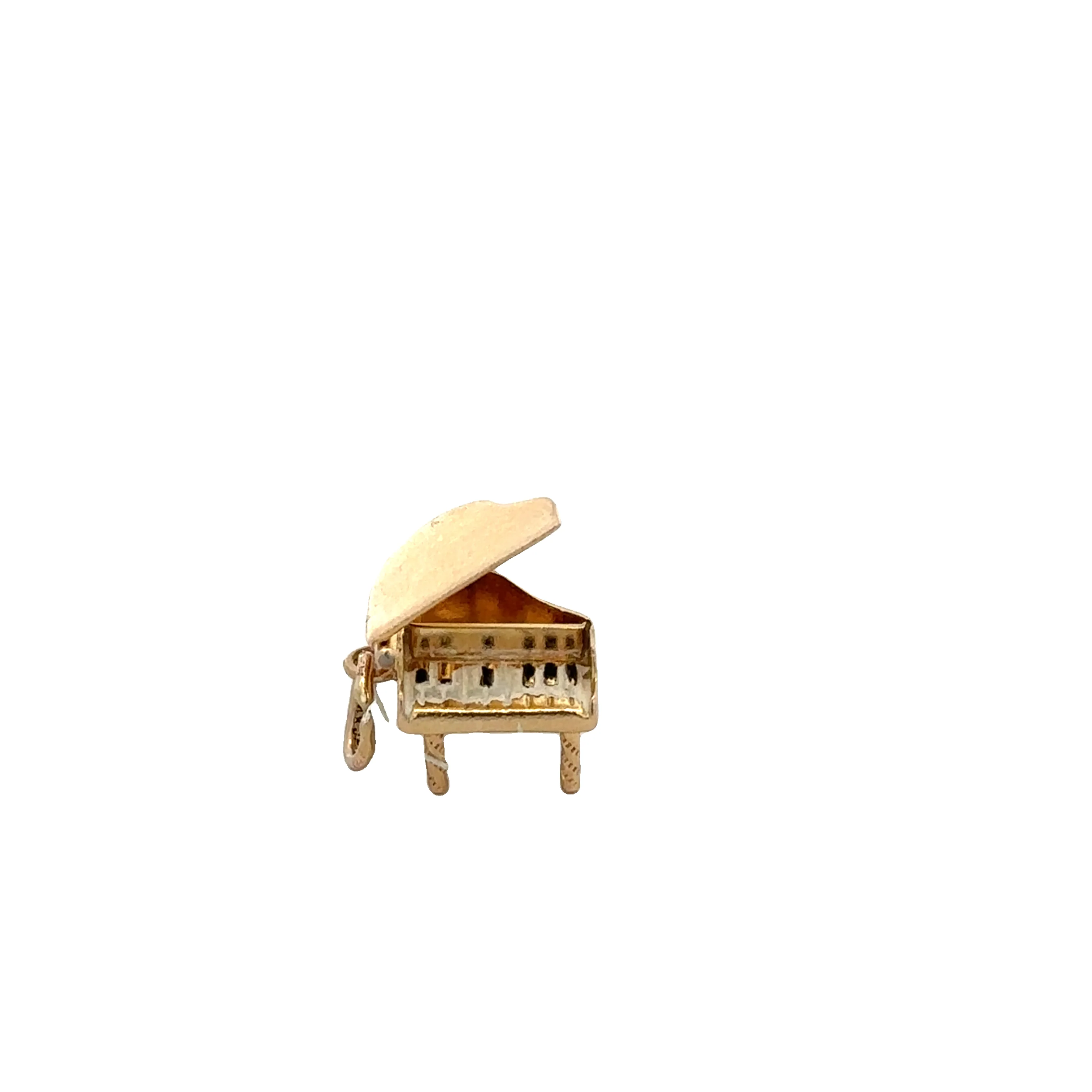 Vintage Enameled Grand Piano Charm in Yellow Gold
