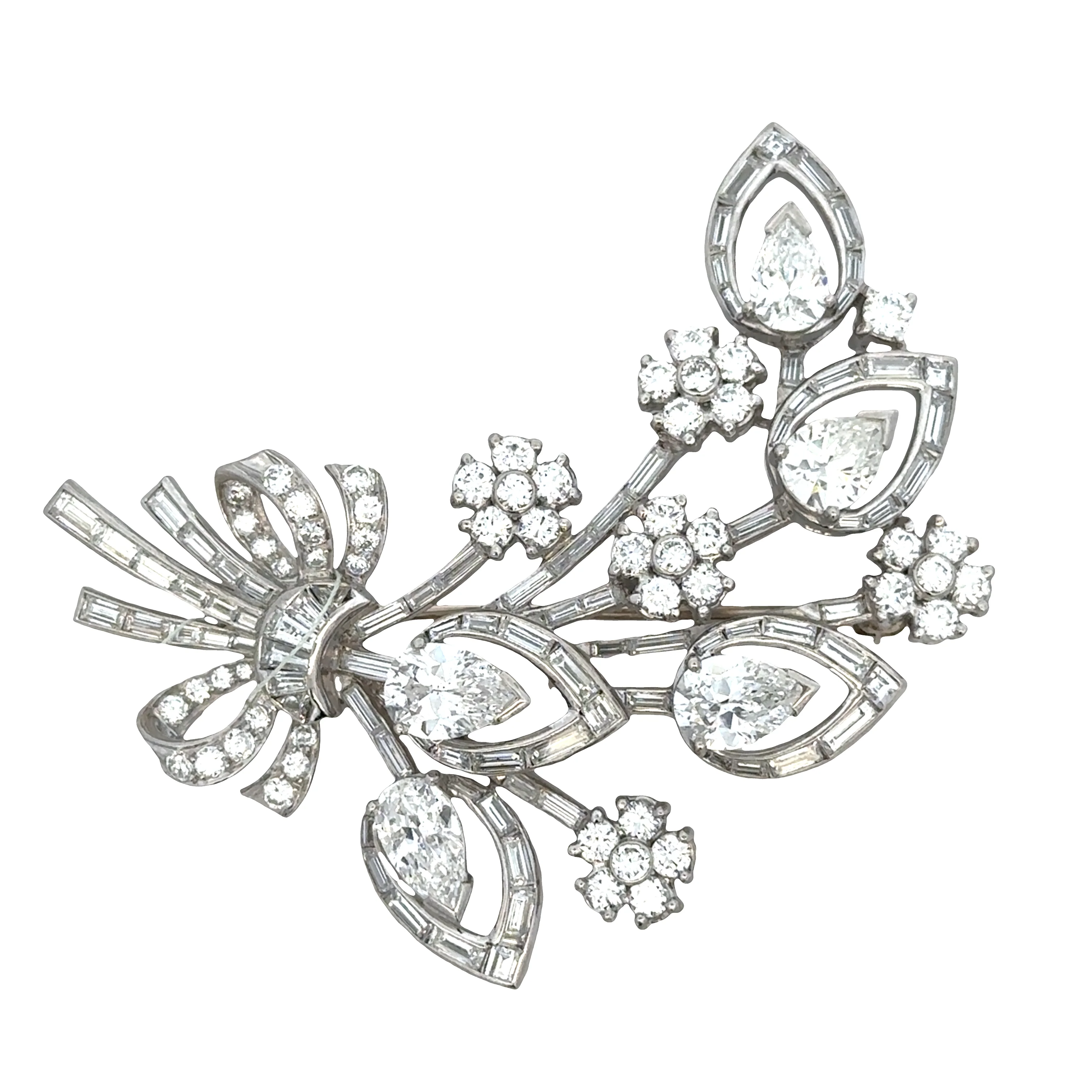 Vintage Mid-Century Platinum Diamond Spray Brooch – Circa 1950s - Image 2